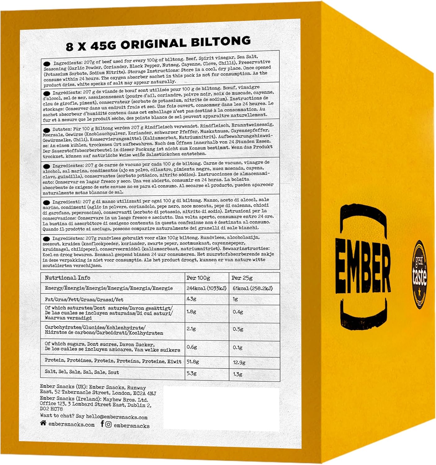 8 x 45g Biltong Original