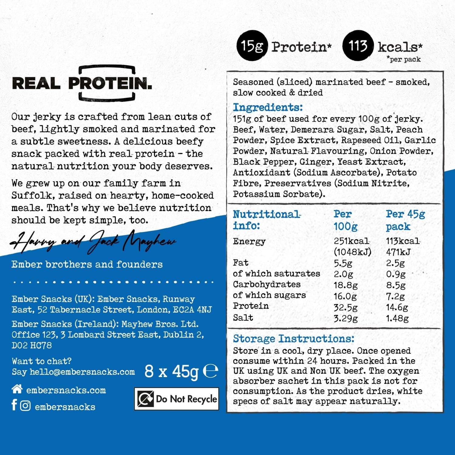 Ember Beef Jerky Original 8 x 45g