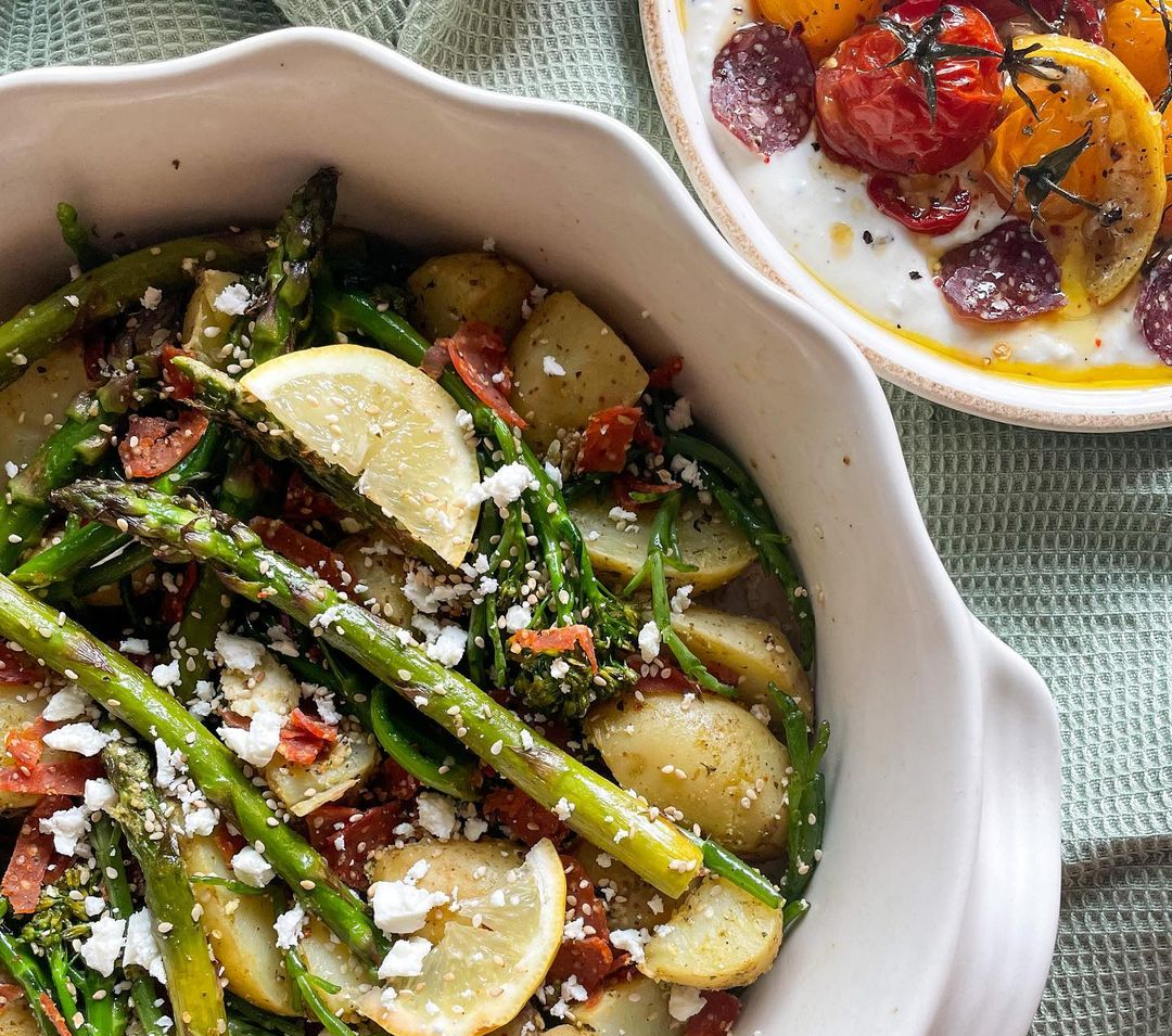 Greens with New Potatoes and Lean Salami