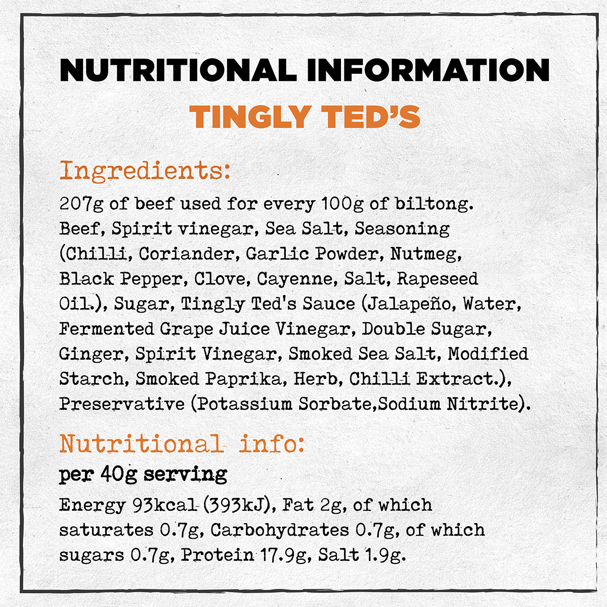 Ember Biltong Tingly Ted's 8 x 40g